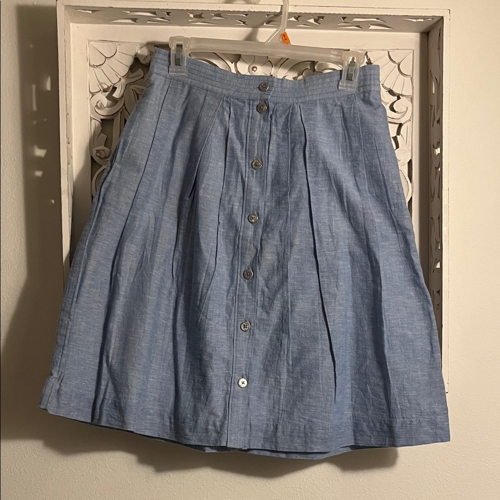 J. Crew Light Blue Button-Front A-Line Skirt